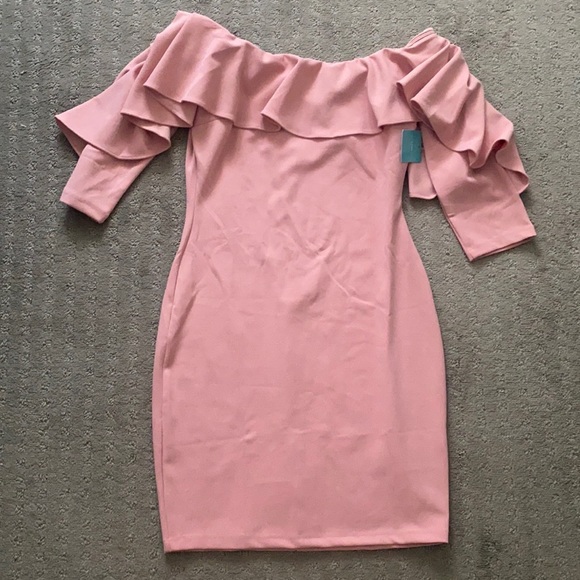 Pink Ruffle Maternity Dress - Picture 3 of 4